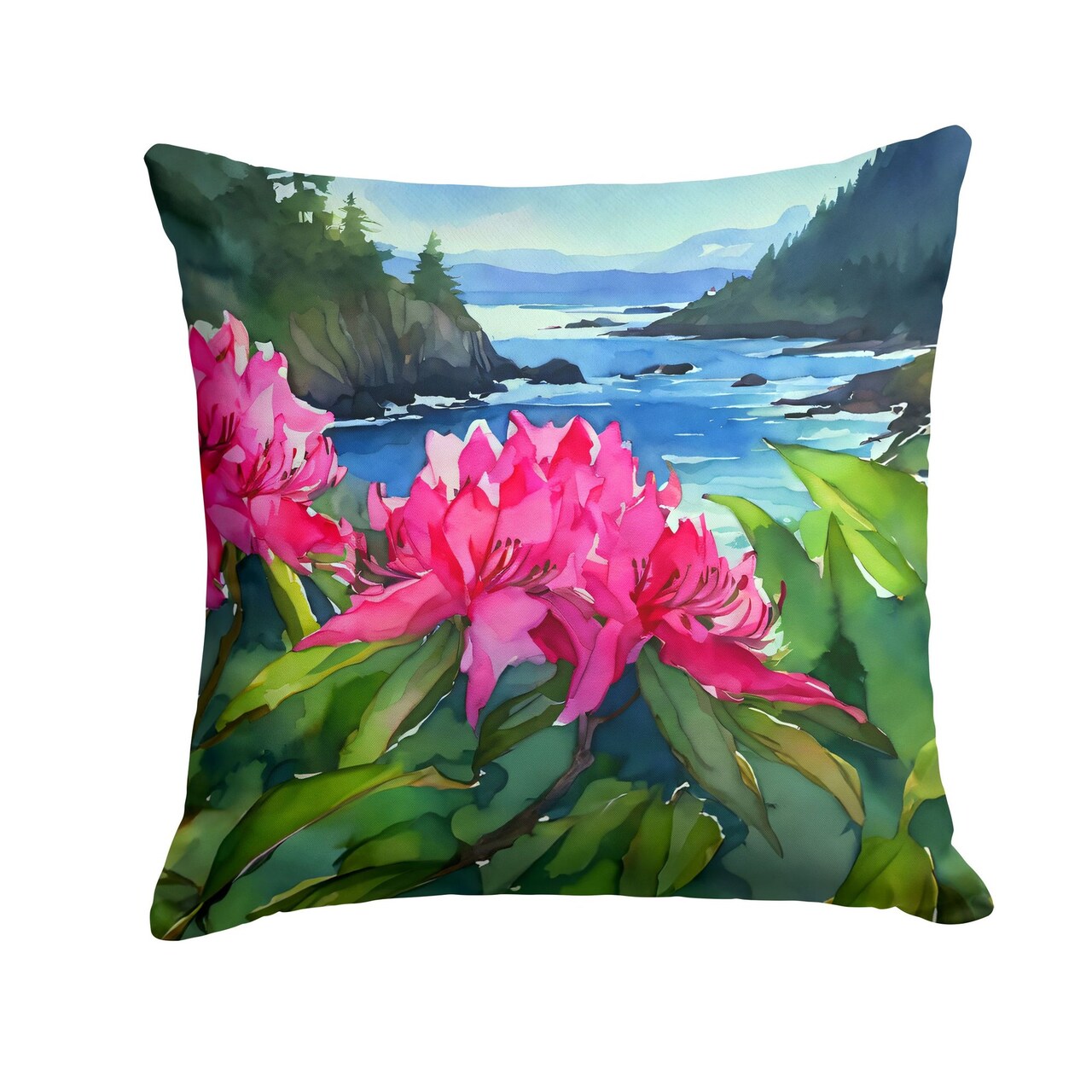 Edge Collections - 18" X 18" - Multicolor - Washington Coast Rhododendrons in Watercolor - 1 Piece